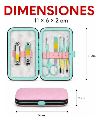 Set Manicura 7 Piezas Con Estuche Portátil Rígido Kit 11cm