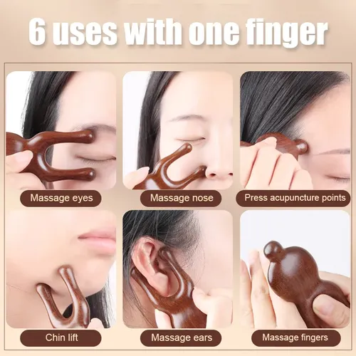 Masajeador Facial De Madera De Sándalo Con Mango Para Promov 1pc