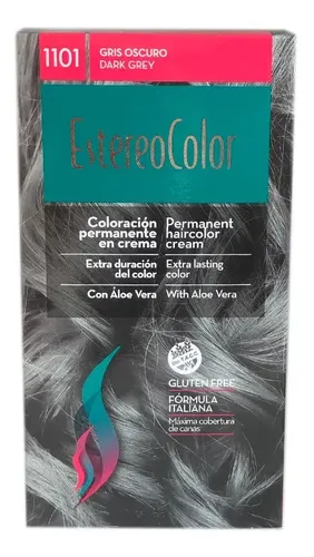 EstereoColor Kit Tintura Permanente Gris Oscuro 1101 Cabello Con Canas