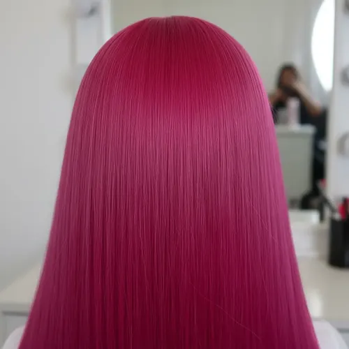 Peluca Lace Front Adiolacba Premium Símil Natural 70 Cm Tamaño De La Base Regulable Tono Magenta Intenso
