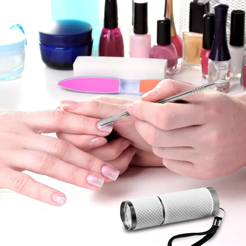 Lámpara Uv Portátil Manicura 9 Leds Plata Con Lima