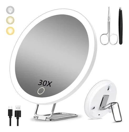 Espejo De Aumento Con Luz De 30x, Grande De 6 Pulgadas, &qt