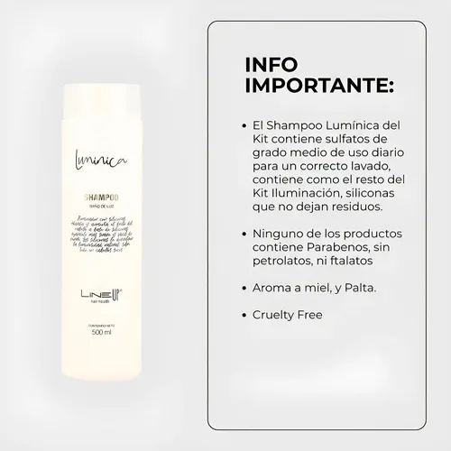 Mascarilla Baño De Luz Brillo Lumínica Hidrata & Nutre con Avena & Miel, dejando una iluminación de salón de belleza en tu cabello, producto profesional x 250Mls Lineup