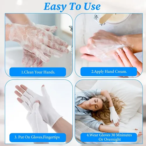 Guantes Sin Dedos Blancos De Algodón Para Piel Seca Y Eczem