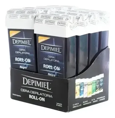 Depimiel X 8 Cera Depilatoria Roll On Descartable Negra 100g