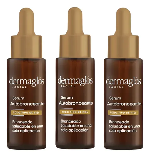 Dermaglós Serum Autobronceante Facial 25 Ml X 3