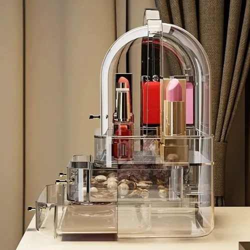 Caja De Maquillaje Transparente Con Estante Organizador,
