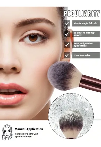 Set De Brochas Y Esponjas De Maquillaje Profesional Wine Red
