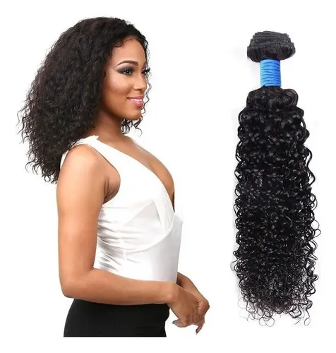– Cabello Humano Rizado Remy Negro De 100 G Y 40 Cm