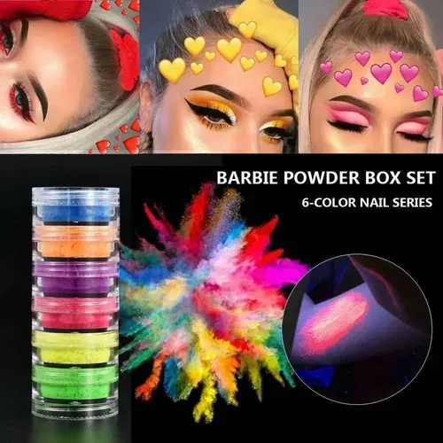 Set 6 Pigmentos Neon Maquillaje Polvos Fluor