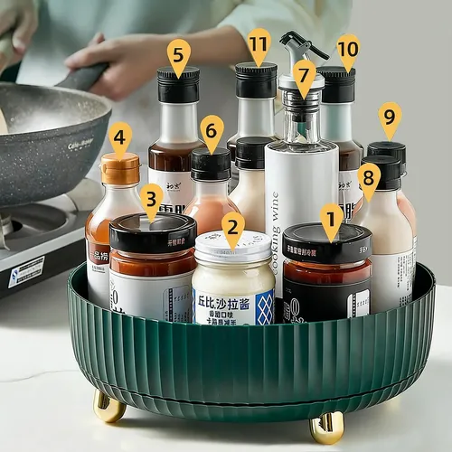 Organizador De Maquillaje Giratorio 360 28cm Verde Azulado