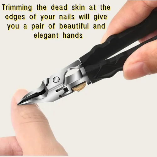 Black Anti-slip Grip Gear Lock Nail Clipper Set With