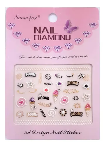 Sticker Para Uñas Diamond 3d Manicura Pack 10 Planchas