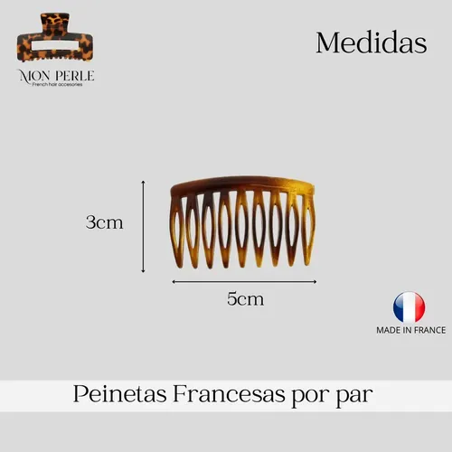 Peinetas Carey Frances Para Poco Pelo Por Par Hebilla Broche Carey