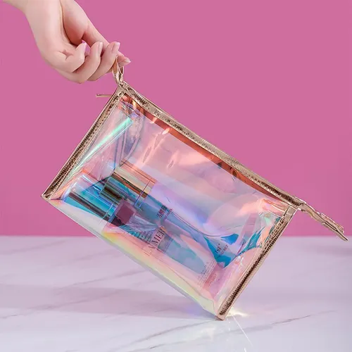 5 Pzs Bolsas Maquillaje Holográfico Iridescente Organiza