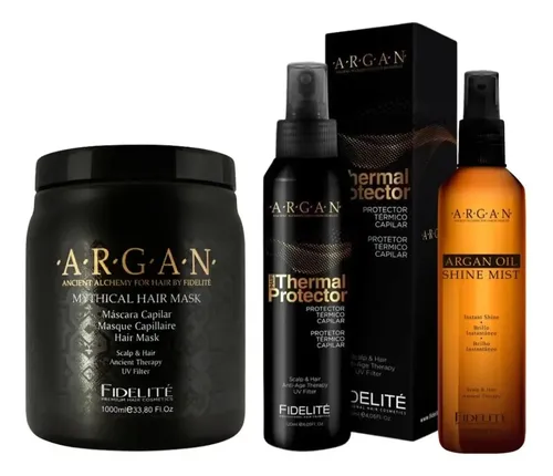 Kit Fidelite Argan Mascara 1kg + Brillo + Protector Termico