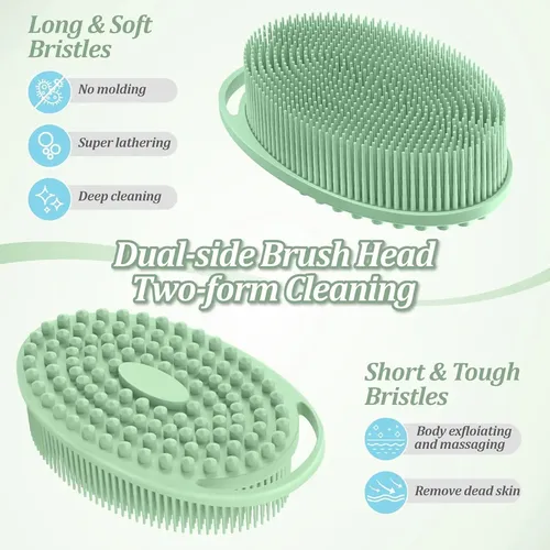 Set 4 Piezas Exfoliante Silicona Verde Para Baño Y Rostro