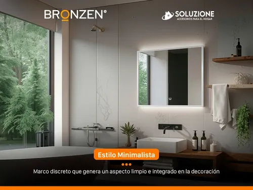Espejo Premium Luz Led Trasera Horizontal Anodizado 60x80cm