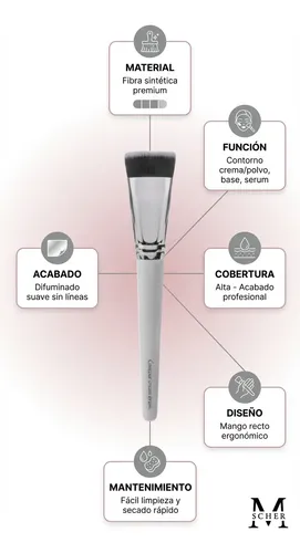 Brocha De Maquillaje Para Contorno Crema Recta Melody Scher