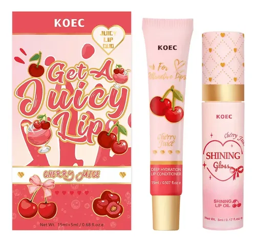 Set De Labios Koec Juicy Cherry, Kit De Hidratación Y Brillo