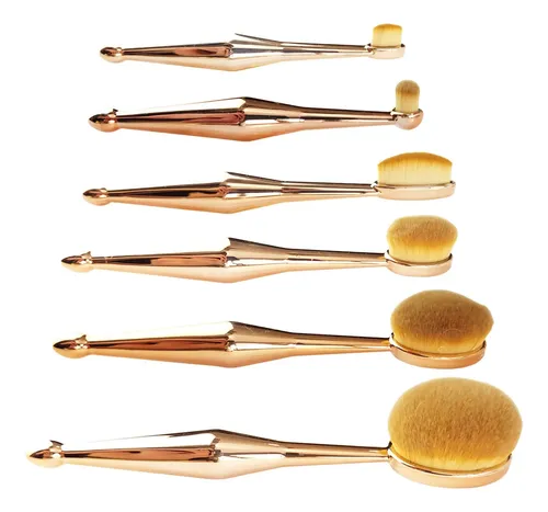 Set Profesional 6 Brochas Oval De Maquillaje Colores Color Rosa