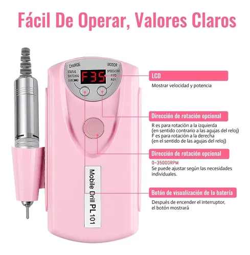 Taladro De Uñas Recargable De 30000 Rpm Máquina De Lima
