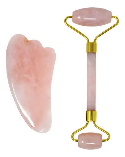 Rodillo Doble Jade Rosa Masaje Facial Cuello Antiedad