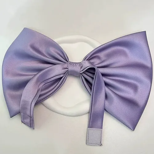 #lazos De Satén Lisos Hechos A Mano Con Cuello Grande Corean Light Purple Sólido