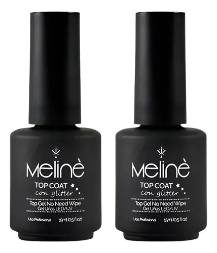Kit Meline Top Coat Glitter X2 Esmalte Semipermanente Led Uv