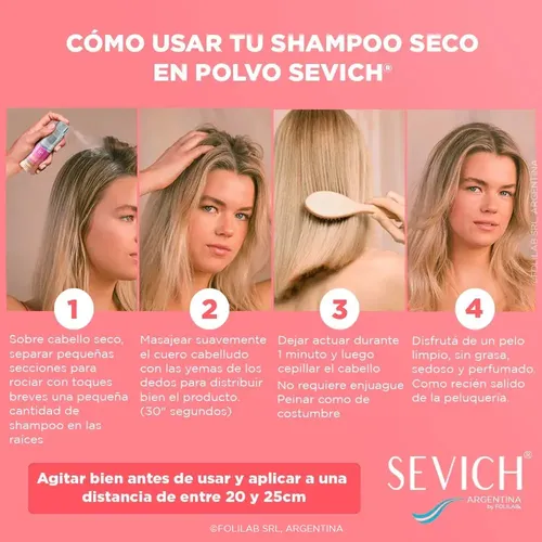 Shampoo En Polvo Seco Sevich Pelo Liviano Fresco Recargable