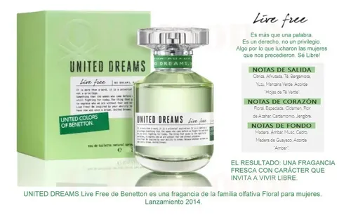 Perfume United Dreams Live Free Benetton Mujer Cofre 80 Ml + Body Lotion 75 Ml