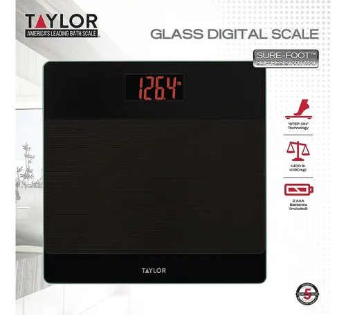 Balanza Digital Taylor de Vidrio con Alfombrilla Antideslizante