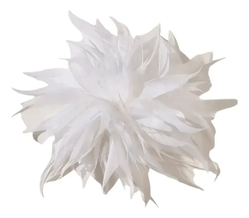 ….zcxv Broche Flor Plumas, Corsage Artesanal…. Blanco