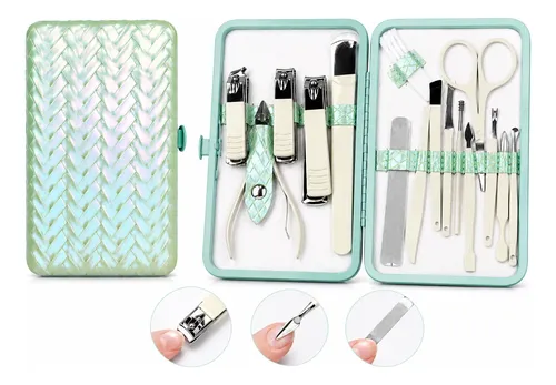 Set De Manicura Y Pedicura Profesional 16 Piezas Acero Inox