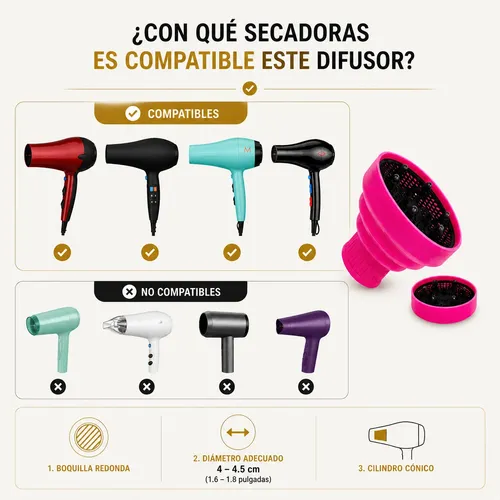 Difusor Rulos Universal Silicona Secado Profesional En Casa
