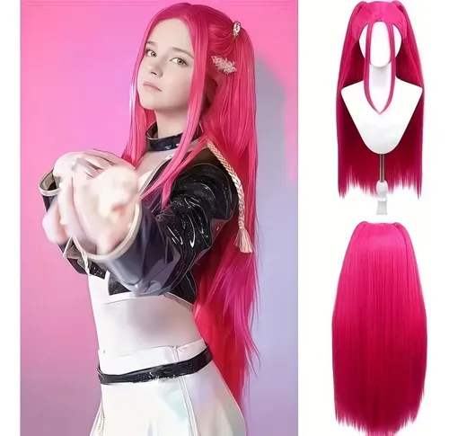 Peluca Larga Cosplay Anime Con Flequillo Para Disfraces