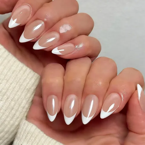 Uñas Postizas Cromadas Sxvme French Nude 24 Piezas
