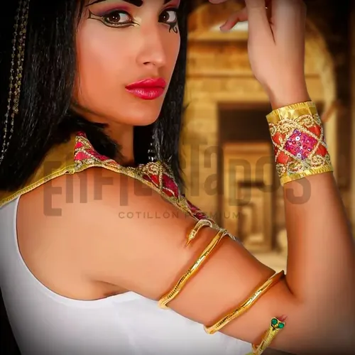Peluca Cleopatra Con Vincha Brazalete Pulsera Fiesta Disfraz