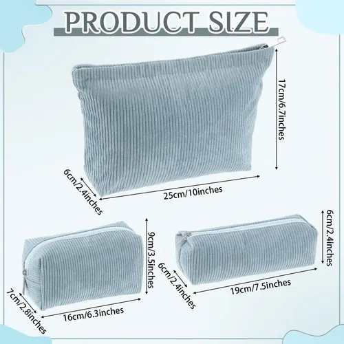 Set De Bolsas De Maquillaje Huhumy Corduroy Cosmetic Pouch A