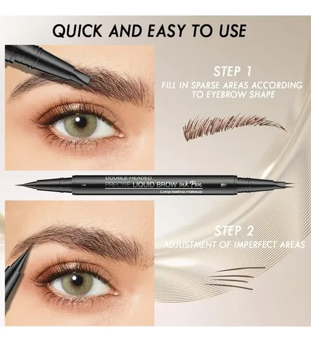 Lápiz De Cejas Jassins 2 En 1 Marrón Oscuro Microblading