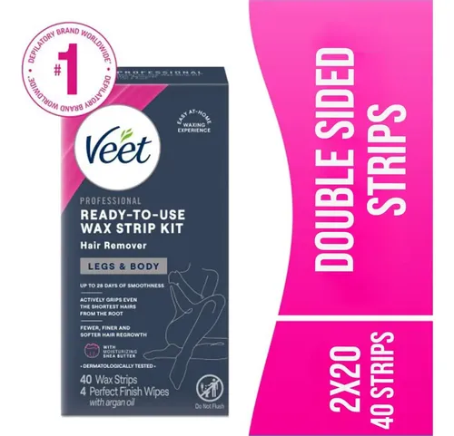 Kit De Depilación Veet 40 Tiras Para Piernas Y Cuerpo