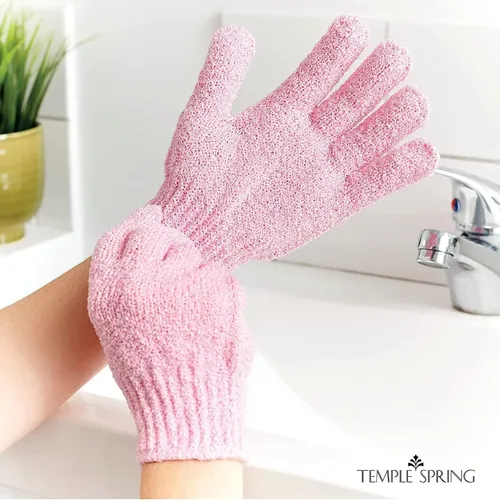 Guantes Exfoliantes Temple Spring Bamboo 5 Dedos Rosa Xl