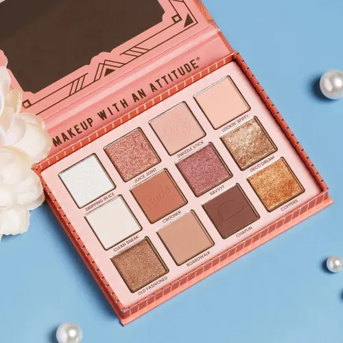 Paleta De Sombras Para Ojos De 12 Colores Cálidos The Roaring 20’s Soubrette Rude Cosmetics