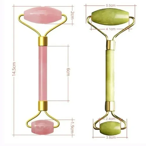 Masajeador Doble Rodillo Jade Facial Corporal Piedra