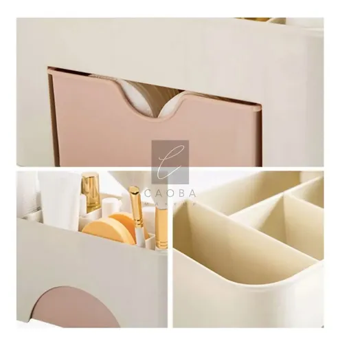 Organizador Con Cajon Maquillaje Cremas Algodón  Caobamakeup