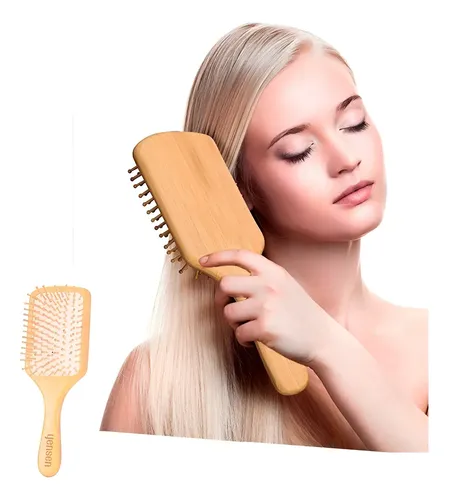 Cepillo De Pelo Paleta Madera Natural Cerdas Redondeadas
