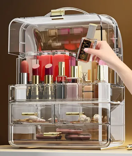 Organizador De Cosméticos Transparente Con Tapa Y Cajones