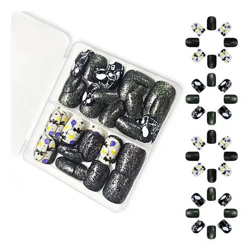 Uñas Acrílicas Con Forma De Telaraña Para Uñas, Uñas Cuadrad