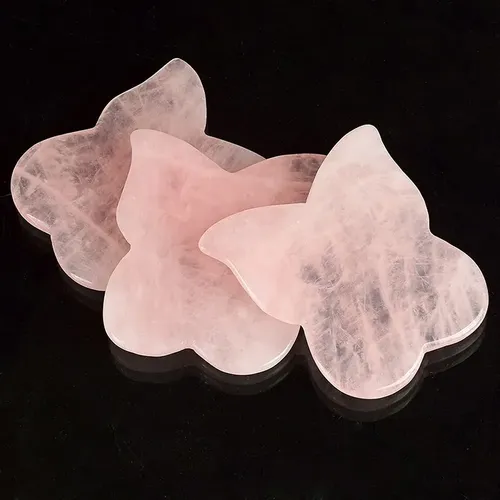 J/ Jade Gua Sha Mariposa Cuarzo Rosa Masaje Facial