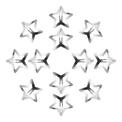 Clips De Pelo Estrella Plateados – 20 Piezas Broches Para